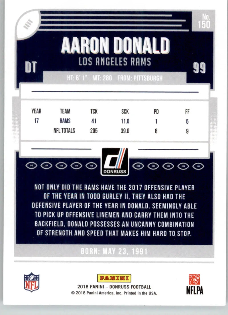 Aaron Donald - 2018 Donruss - #150 - Football - Football Card Single