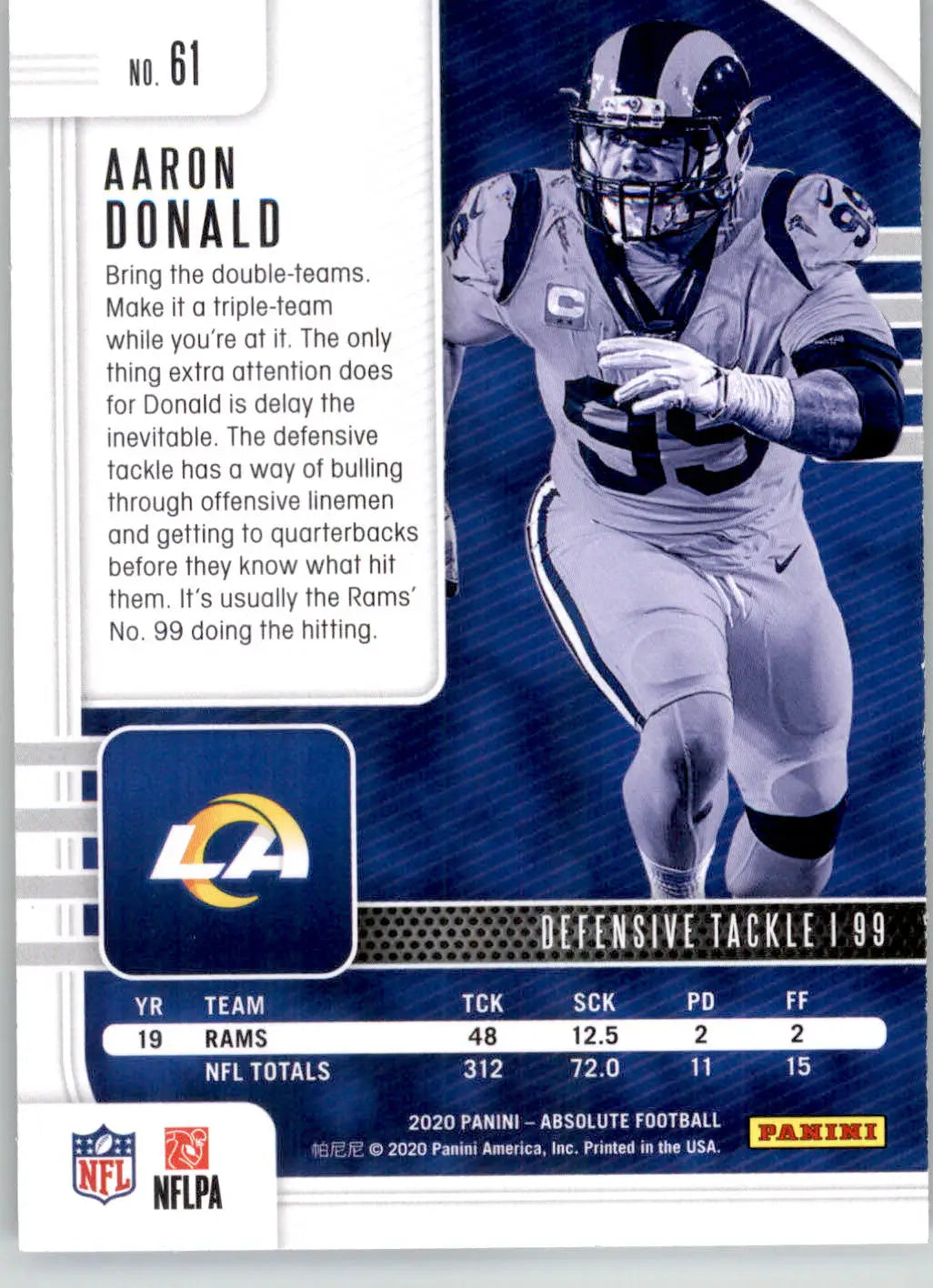 Aaron Donald - 2020 Panini Absolute - #61 - Red Football - Football Card Single