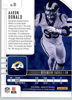 Aaron Donald - 2020 Panini Absolute - #61 - Retail Football - Football Card Single