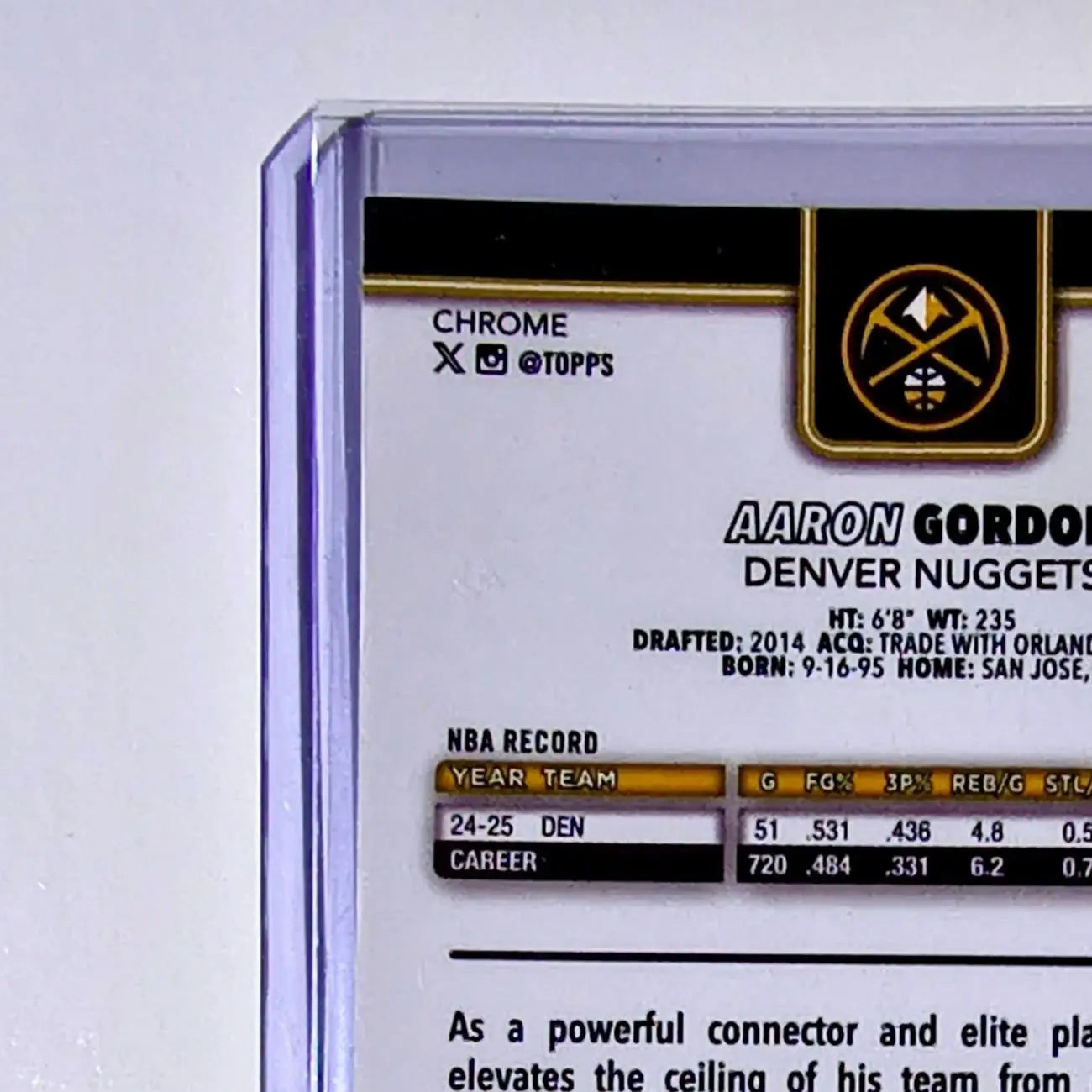 Aaron Gordon 2025-26 NBA Topps Chrome Update Refractor #45 Card Denver Nuggets - Basketball Card Single