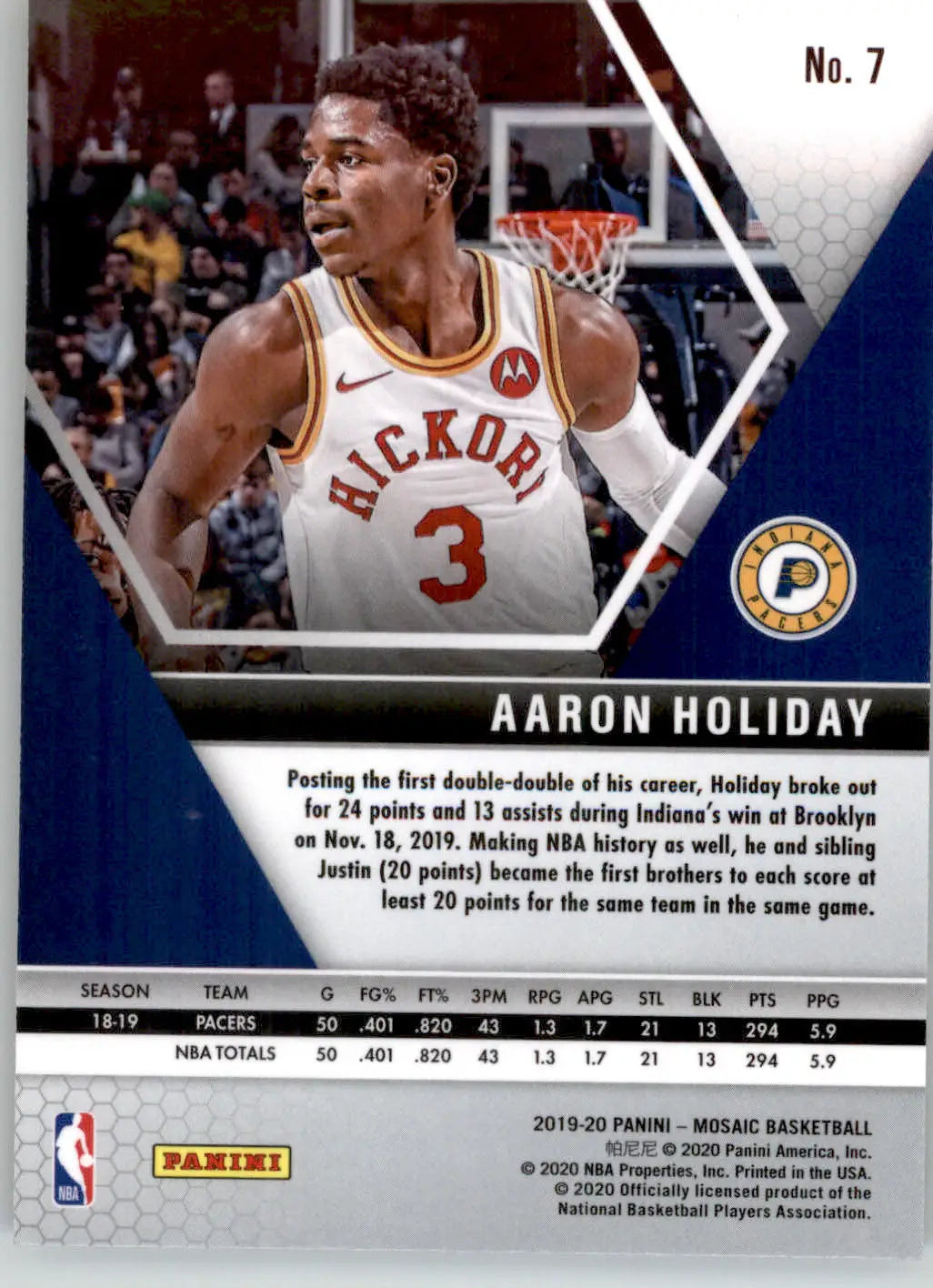 Aaron Holiday - 2019-20 Panini Mosaic - #7 - Basketball - Basketball Card Single