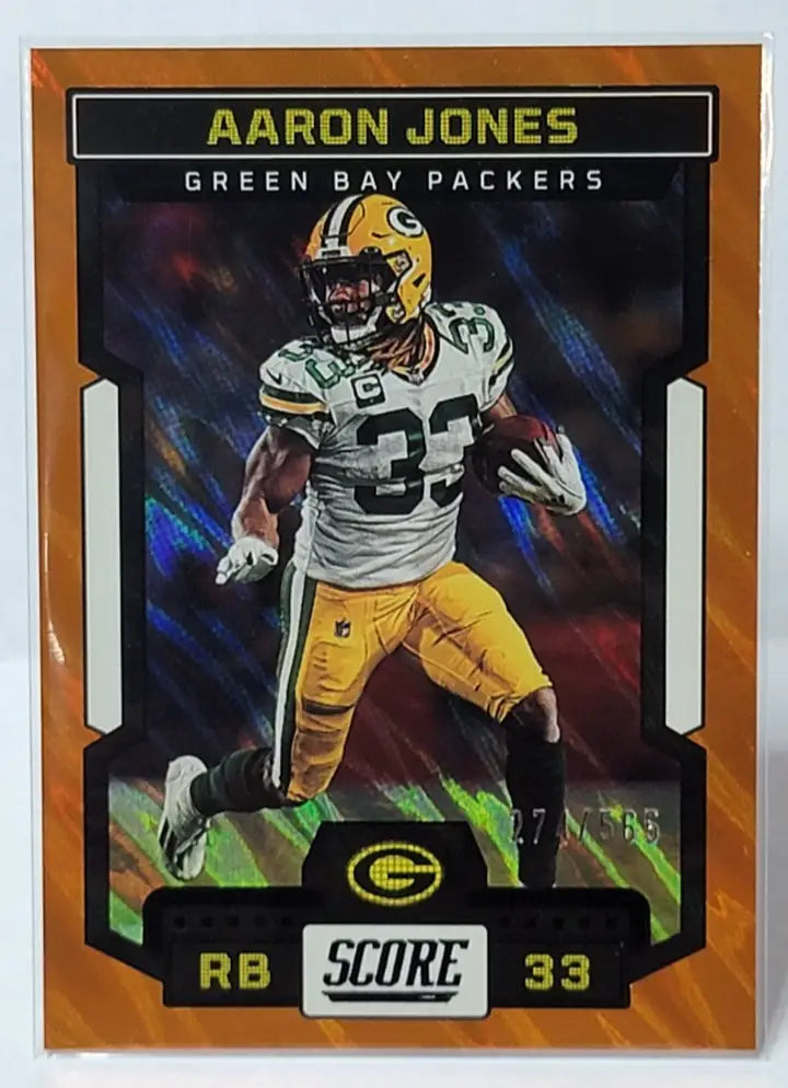 Aaron Jones Score Select Orange Holo football card #/565 for NFL collectibles