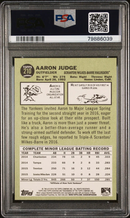 Graded Aaron Judge baseball card from Topps Heritage Minor League series PSA 9