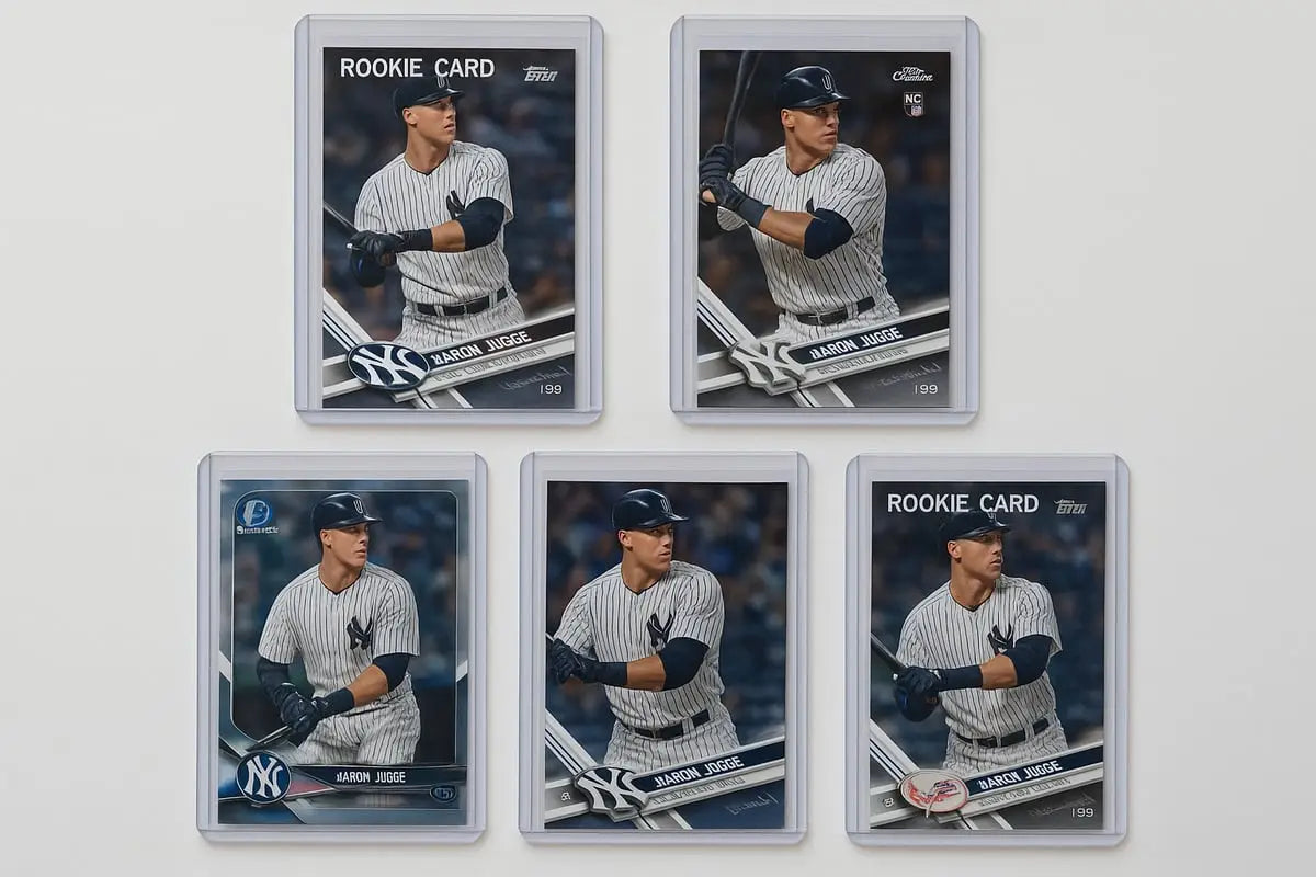 Aaron Judge rookie cards in protective sleeves
