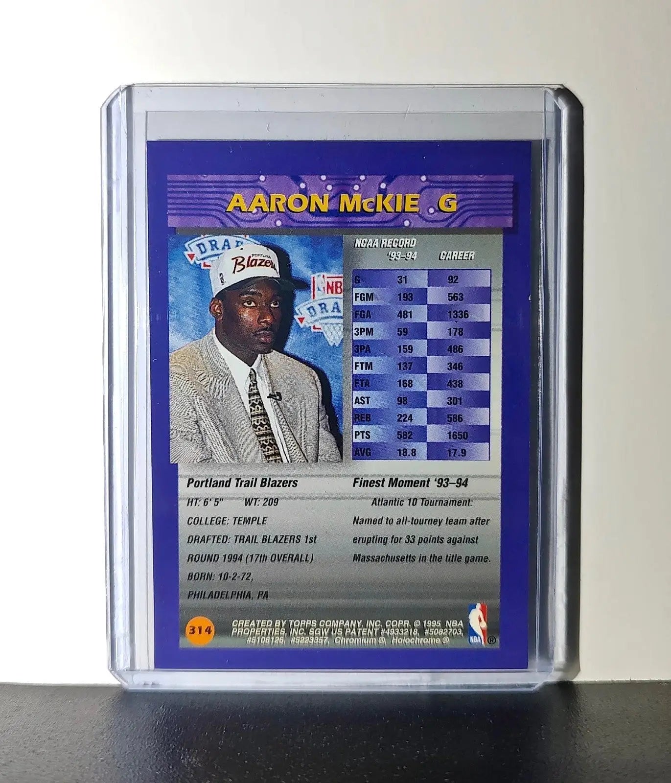 Aaron McKie Rookie 1994-95 Topps Finest #314 Card
