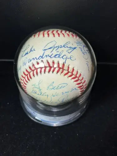 Aaron Mize Reese Berra HOF Multi SIGNED Auto Ball BASEBALL HOF Beckett 19 Sigs - Sports Memorabilia
