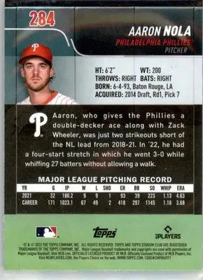 Aaron Nola - 2022 Stadium Club Chrome - #284 - Baseball - Baseball Card Single