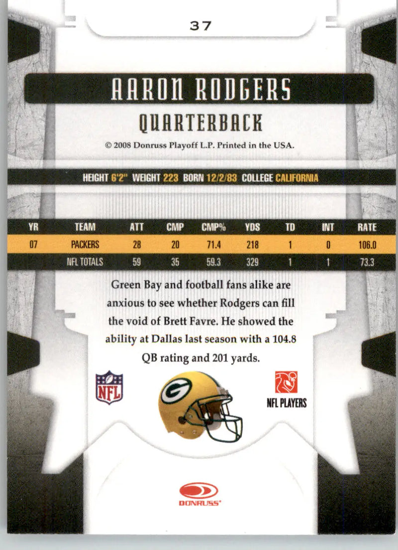 Aaron Rodgers - 2008 Leaf Limited - #37 - Football - Football Card Single