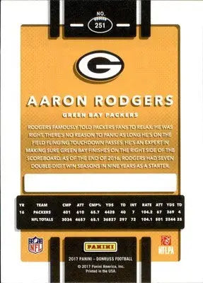 Aaron Rodgers - 2017 Donruss - #251 - Football - Football Card Single