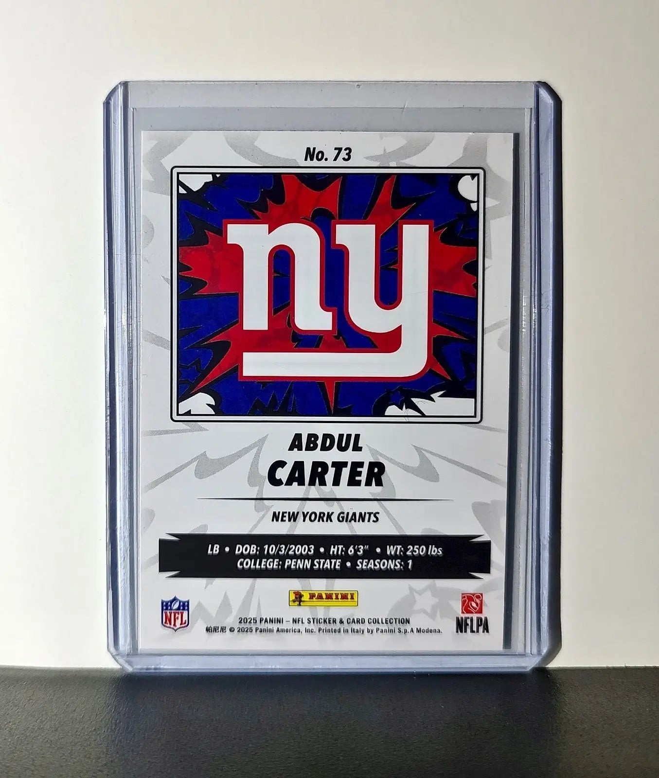Abdul Carter Rookie 2025 Panini NFL #73 Sticker Card New York Giants - Football Card Single