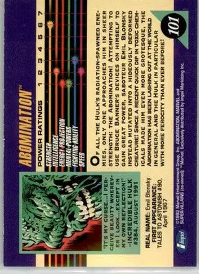Abomination - 1992 Impel Marvel Universe - NM - #101 - Marvel Card Single