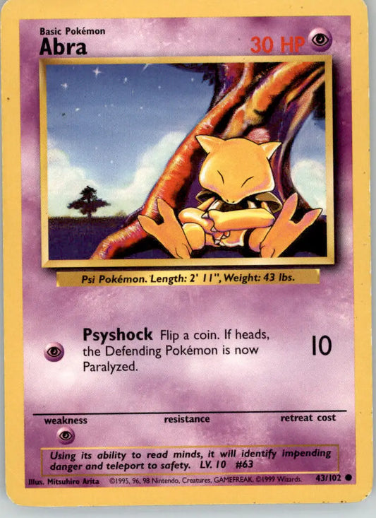 Abra - Base Set Unlimited - 43/102 - HP Pokemon - Pokémon Card Single