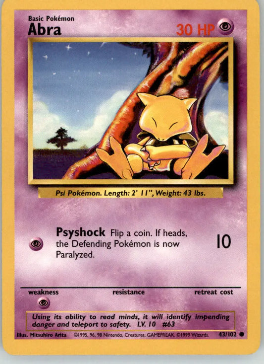 Abra - Base Set Unlimited - 43/102 - MP Pokemon - Pokémon Card Single