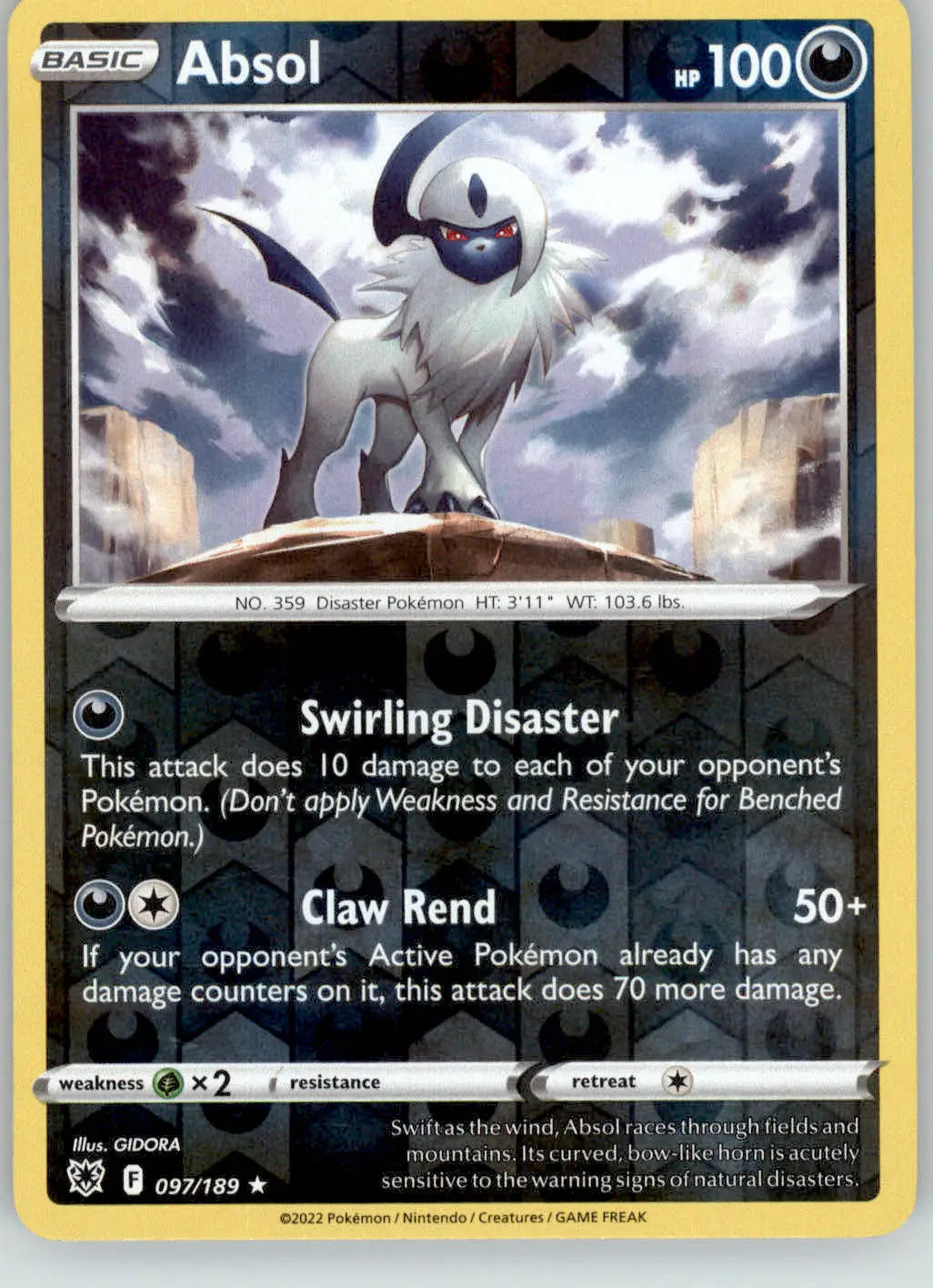 Absol - Astral Radiance - 097/189 - Reverse Holo LP Pokemon