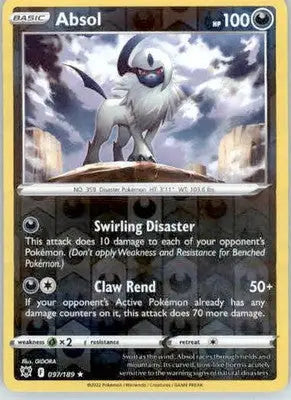 Absol - SWSH10: Astral Radiance - 097/189 - Reverse Holo LP - Pokémon Card Single