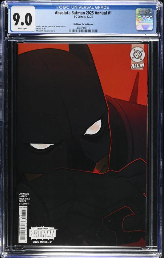 Absolute Batman 2025 Annual #1 Cover E 1:25 Meredith Mcclaren Card CGC 9.0 - Comic Book