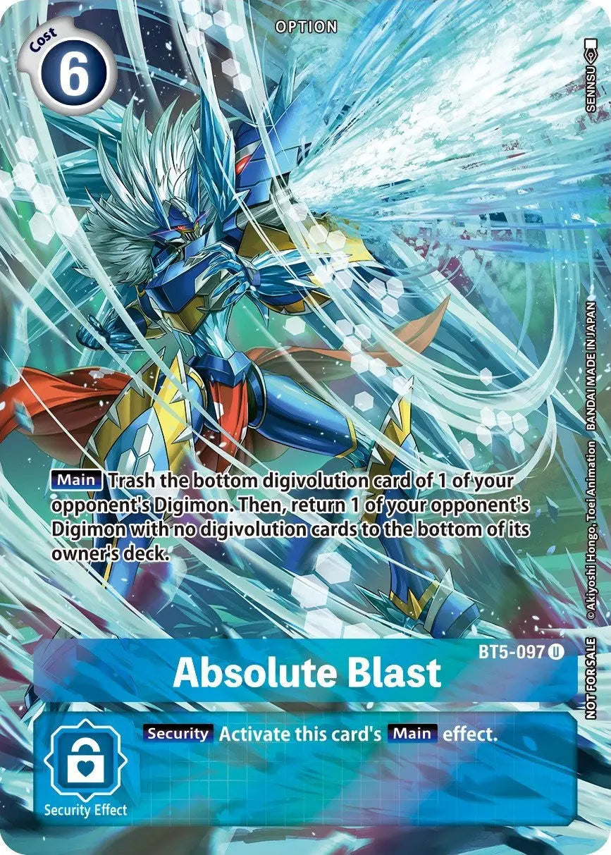Digimon trading card Absolute Blast BT5-097 Summer 2022 Omni Promos for battling opponent’s Digimon