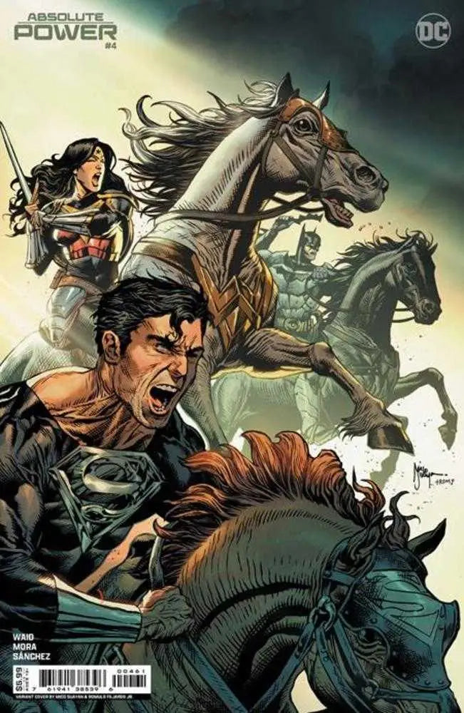 Comic book cover art for Absolute Power features dynamic warriors on horseback