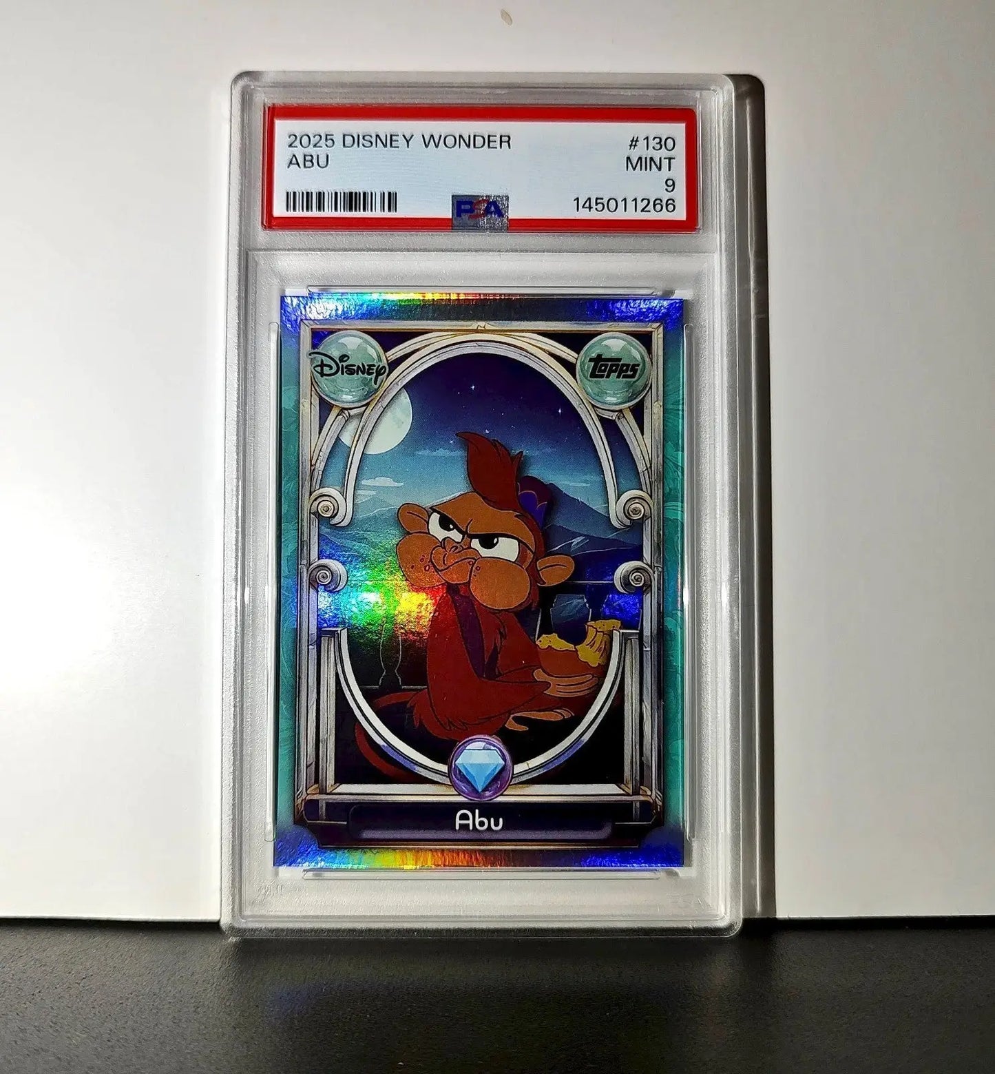 Abu 2025 Topps Disney Wonder #130 Diamond Card Aladdin PSA 9