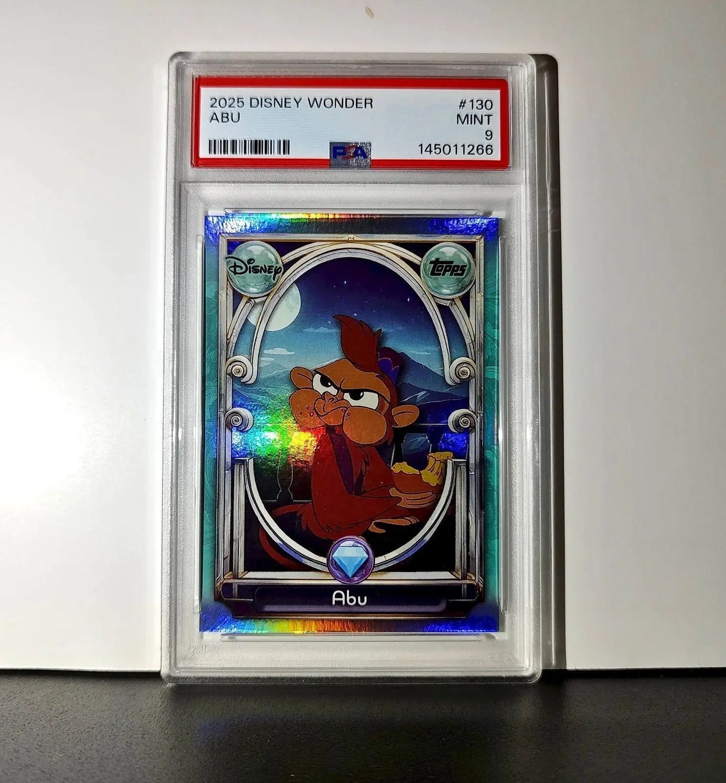 Abu 2025 Topps Disney Wonder #130 Diamond Card Aladdin PSA 9