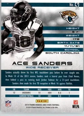 Ace Sanders - 2014 Panini Rookies & Stars - #52 - Football - Football Card Single