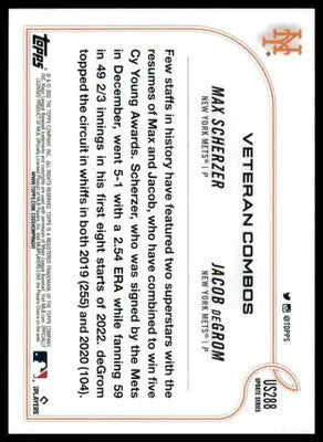 Aces Up (Max Scherzer / Jacob deGrom) 2022 Topps Update #US288 New York Mets - Baseball Card Single