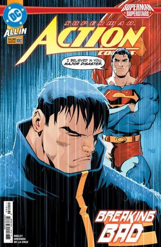 Comic book cover for Action Comics #1082 by Gleb Melnikov featuring a major disaster scene