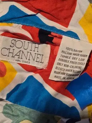 South Channel Shirt Mens S-M Tropical Floral Rayon Short Sleeve Button Front - Apparel