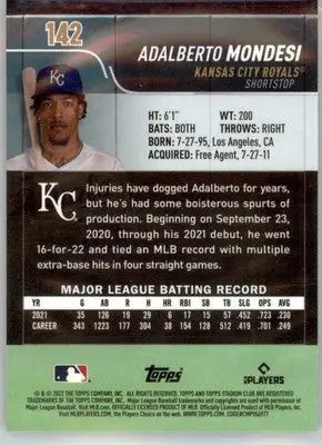 Adalberto Mondesi - 2022 Stadium Club Chrome - #142 - Baseball - Baseball Card Single