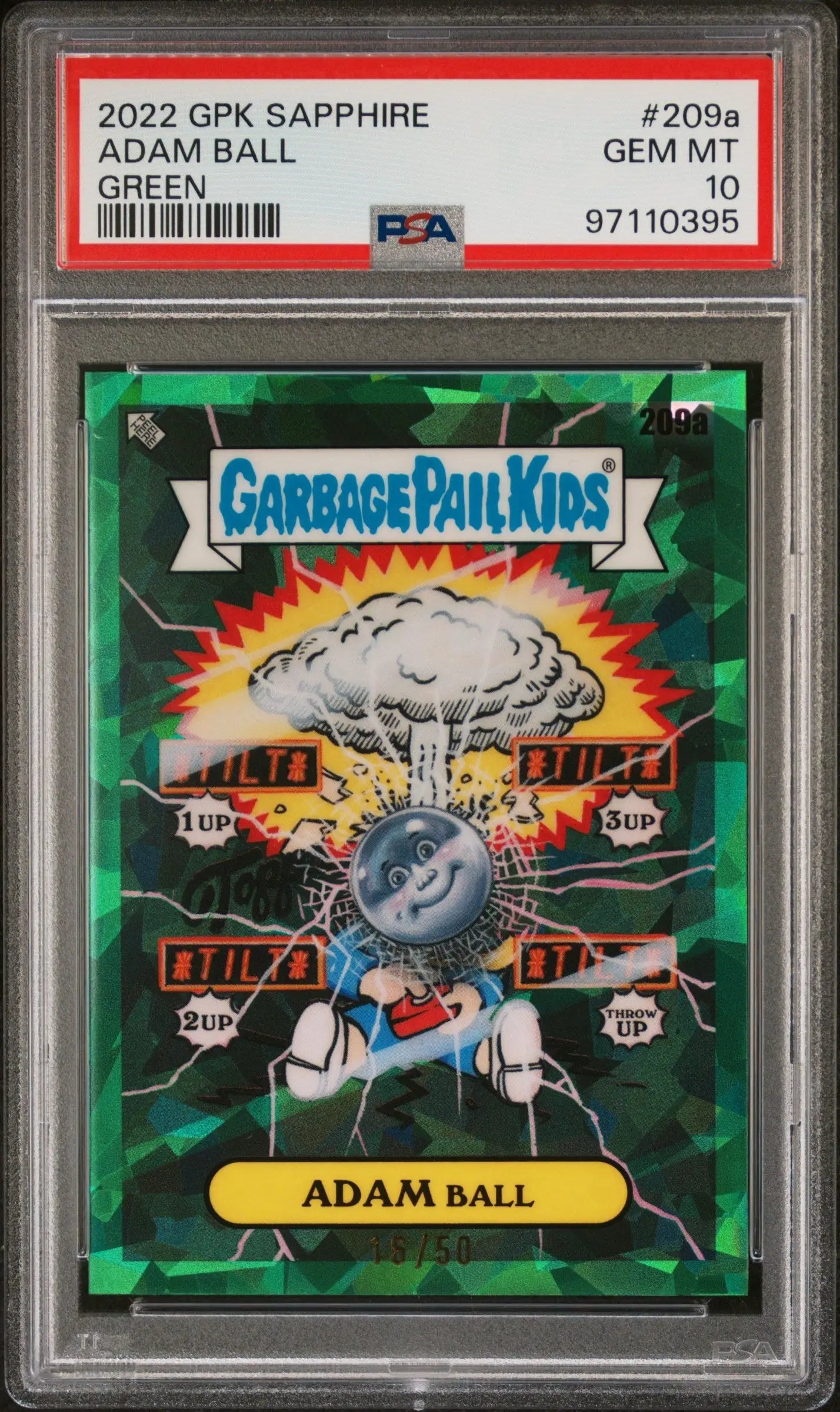 Adam Ball 2022 Garbage Pail Kids Sapphire Green #16/50 PSA 10 Gem Mint - Non-Sports Card Single