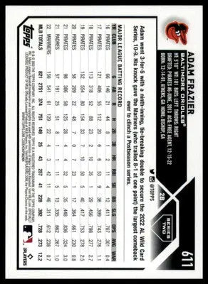 Adam Frazier 2023 Topps #611 Baltimore Orioles - Baseball Card Single