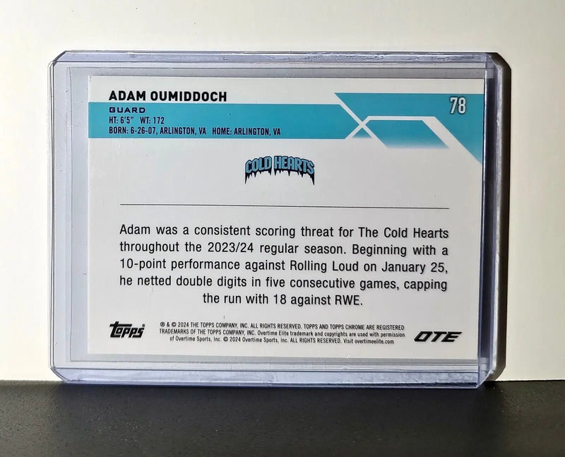 Adam Oumiddoch Rookie Card 2023-24 Topps Chrome Overtime #78 Cold Hearts - Basketball Card Single