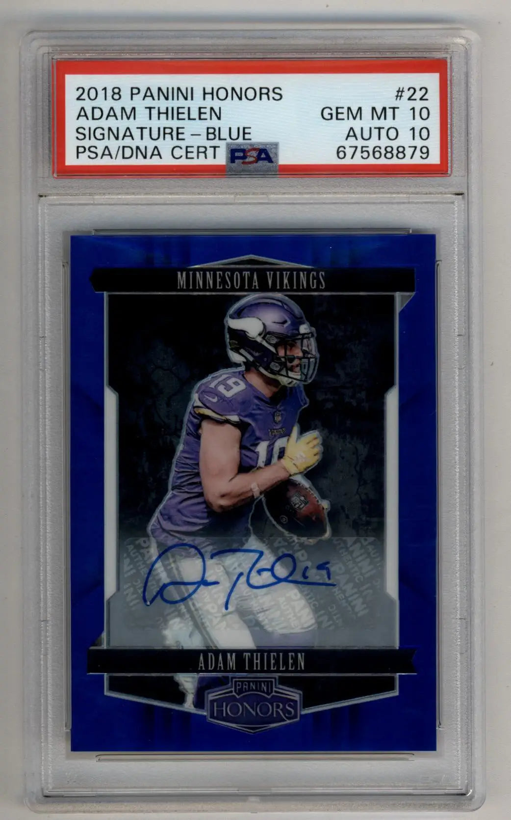 Adam Thielen 2018 Honors Auto Blue 08/15 PSA 10 Auto 10 - Football Card Single