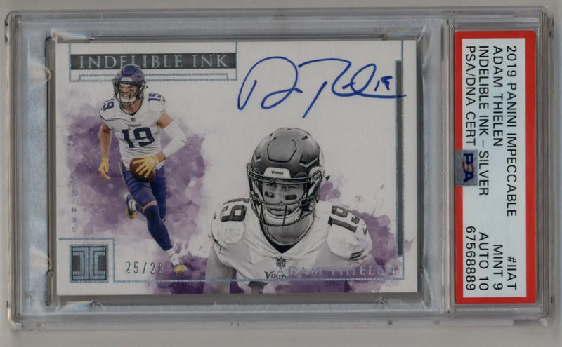 Adam Thielen 2019 Imeccable Indelible Ink Silver Auto 25/25 PSA 9 Auto 10 - Football Card Single
