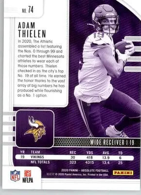 Adam Thielen - 2020 Panini Absolute - #74 - Retail Football - Football Card Single