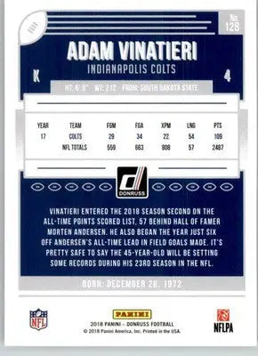 Adam Vinatieri - 2018 Donruss - #128 - Football - Football Card Single