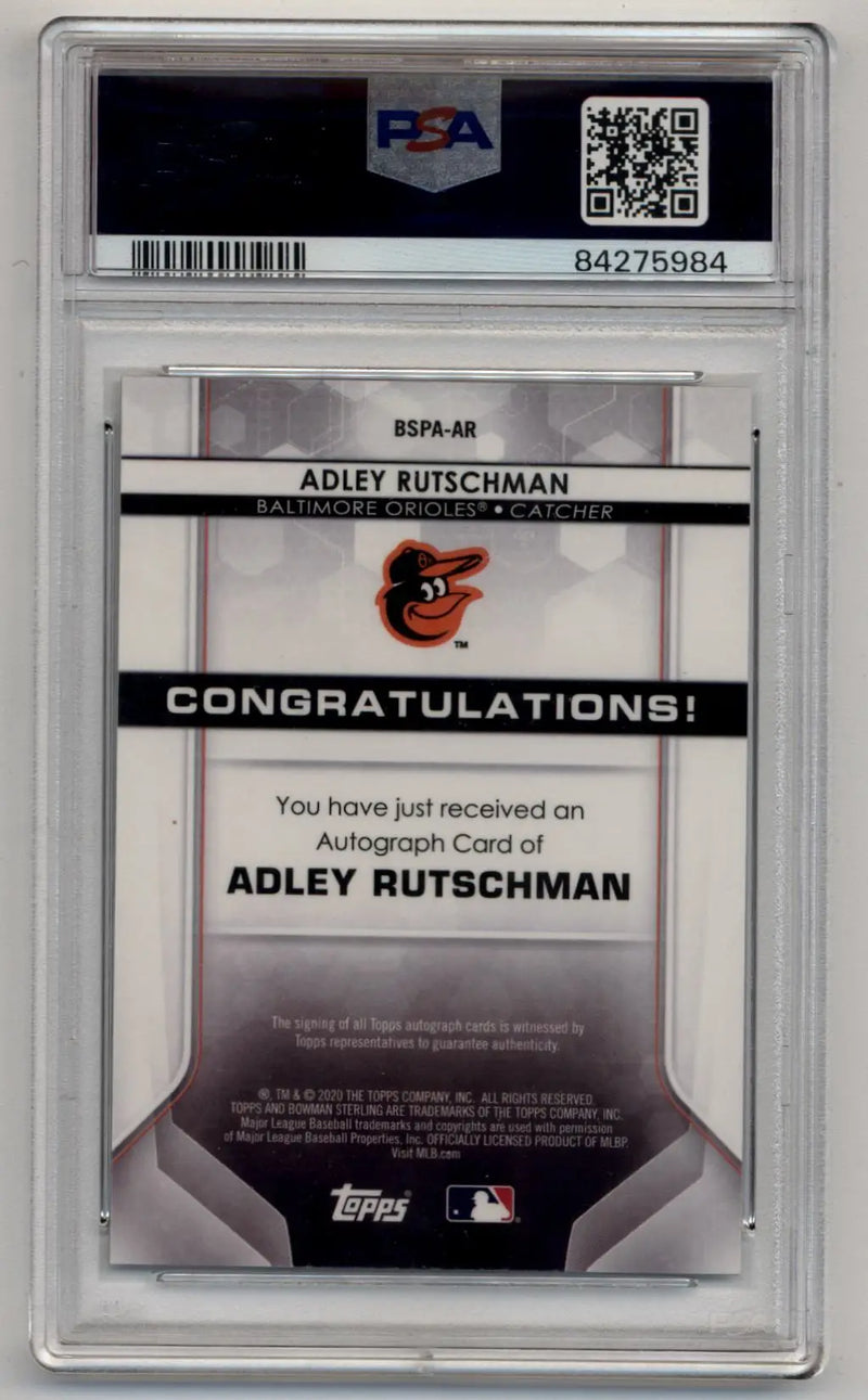 Graded Adley Rutschman Bowman Sterling Prospect Auto PSA 10 Gem Mint baseball card