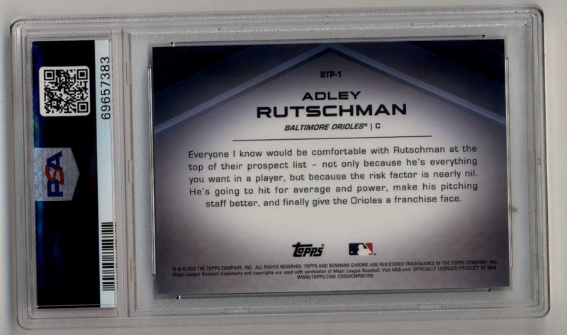 Graded Adley Rutschman Bowman Chrome Scouts Top 100 Red Refractors card PSA 10