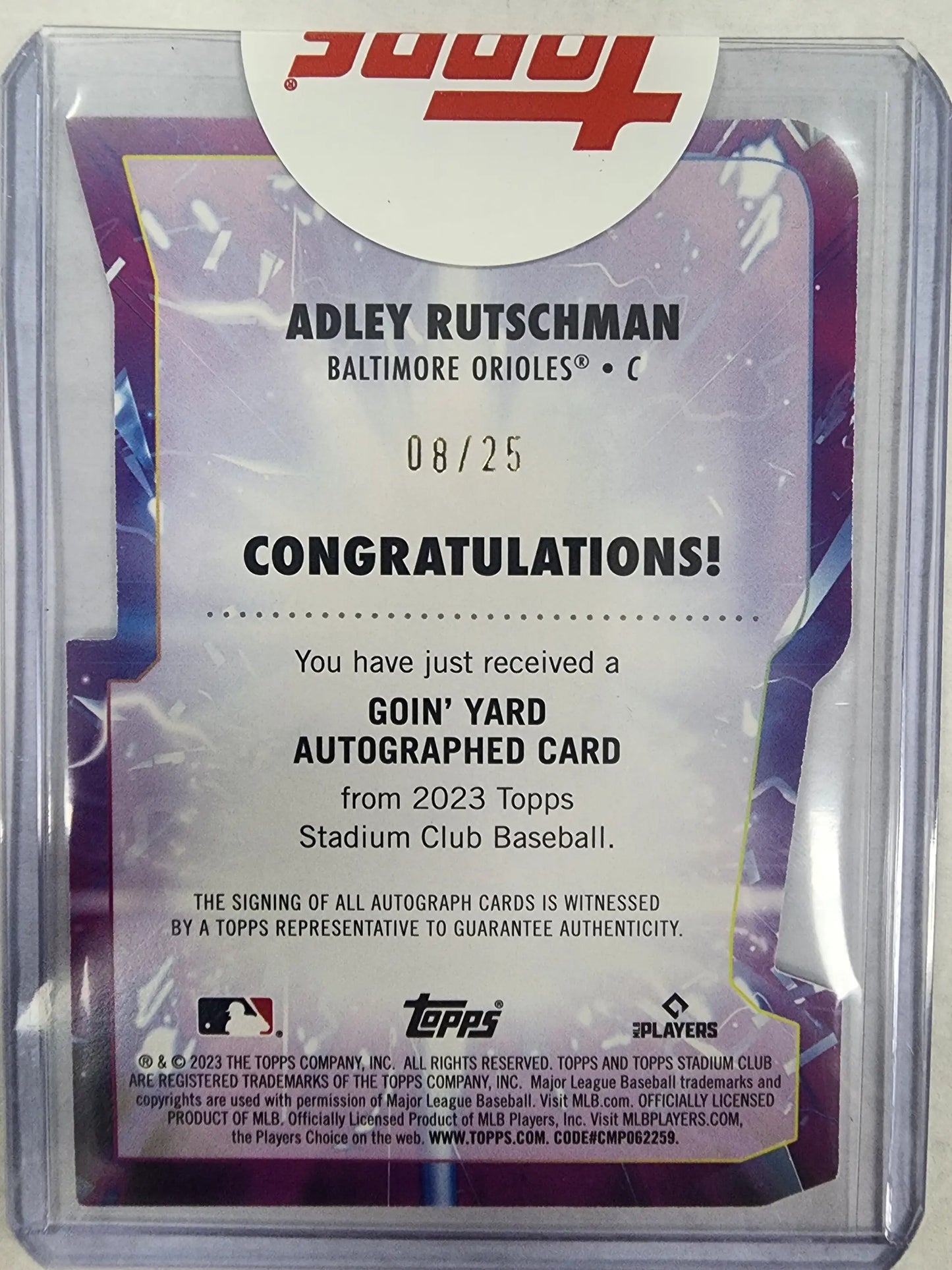 Adley Rutschman 2023 Topps Stadium Club Goin’Yard Auto #8/25 - Baseball Card Single