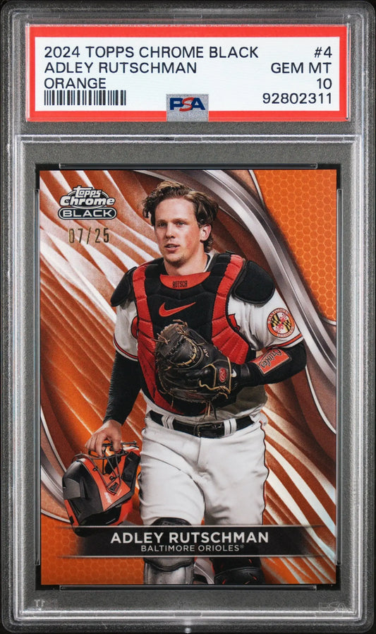 Adley Rutschman 2024 Topps Chrome Black #4 Orange Refractor #7/25 PSA 10 Gem Mint - Baseball Card Single