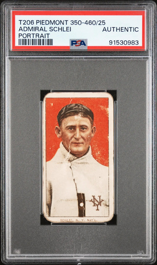 Admiral Schlei Portrait 1909-11 T206 Piedmont 350-460/25 PSA Auth - Baseball Card Single