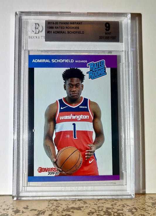 Admiral Schofield 2019-20 Panini NBA #31 Rated Rookies Card BGS 9 Mint Wizards - Basketball Card Single