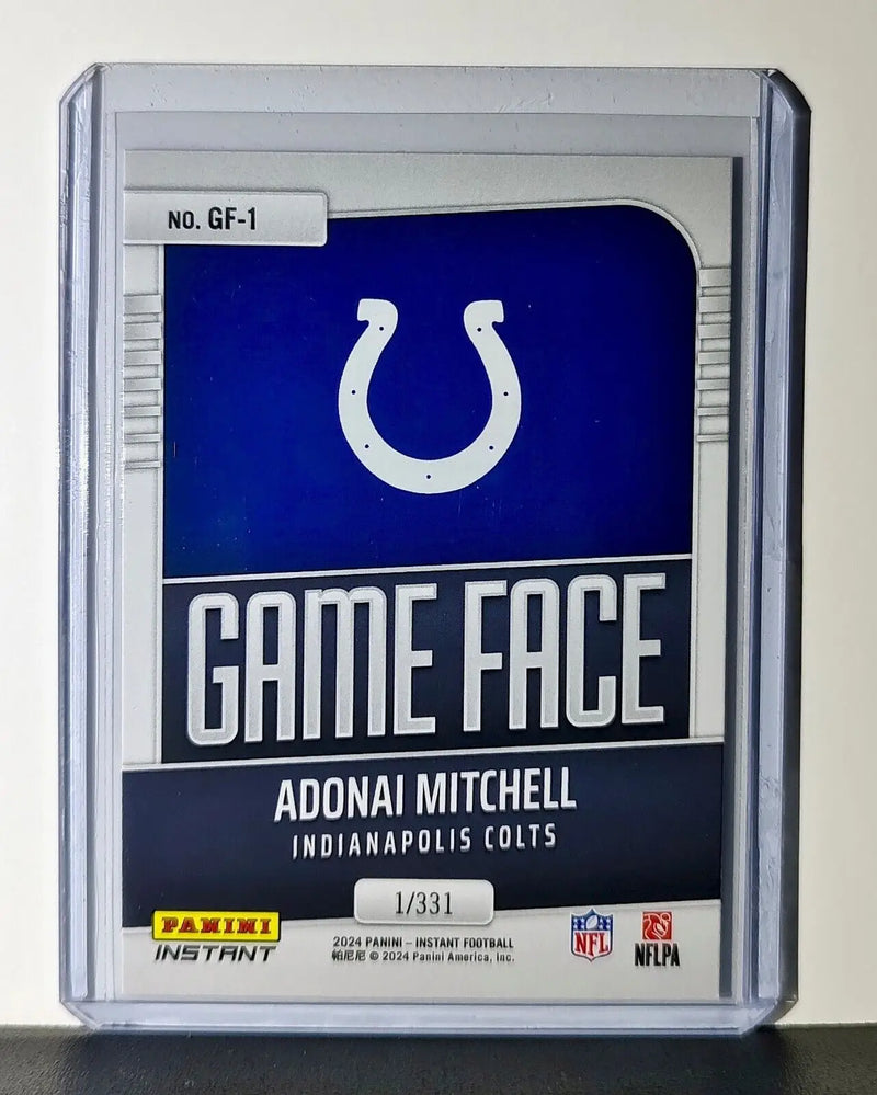 Adonai Mitchell 2024 Panini Game Face #1 NFL Rookie Card Colts 1/331
