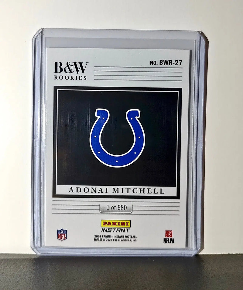 Adonai Mitchell 2024 Panini NFL #27 Black & White Rookies Card Colts 1 of 680