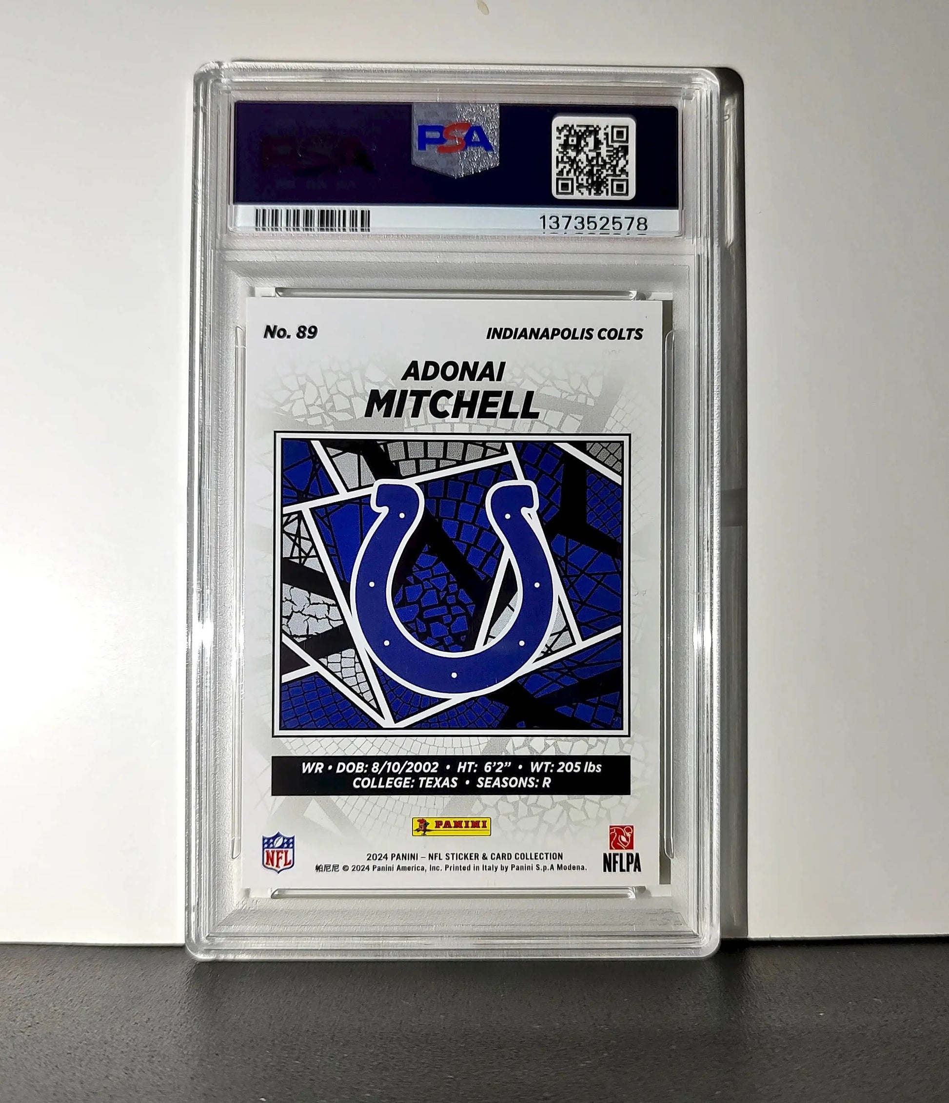 Adonai Mitchell 2024 Panini Sticker Collection 080/199 #89 Gold Foil PSA 9 Mint - Other