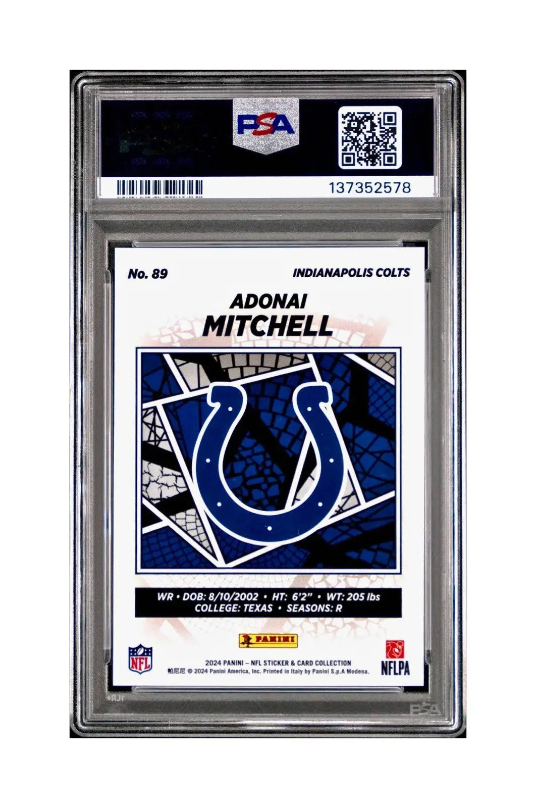 Adonai Mitchell 2024 Panini Sticker Collection 080/199 #89 Gold Foil PSA 9 Mint - Other