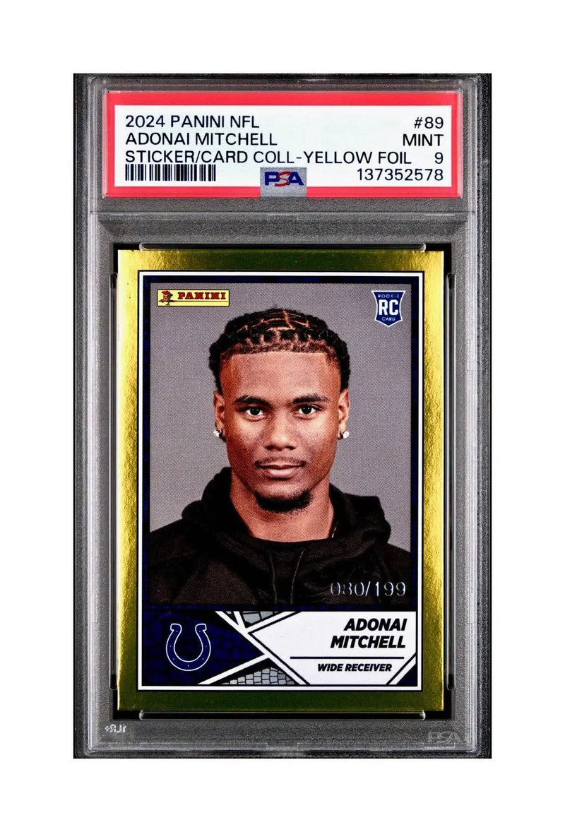 Adonai Mitchell 2024 Panini Sticker Collection 080/199 #89 Gold Foil PSA 9 Mint - Other