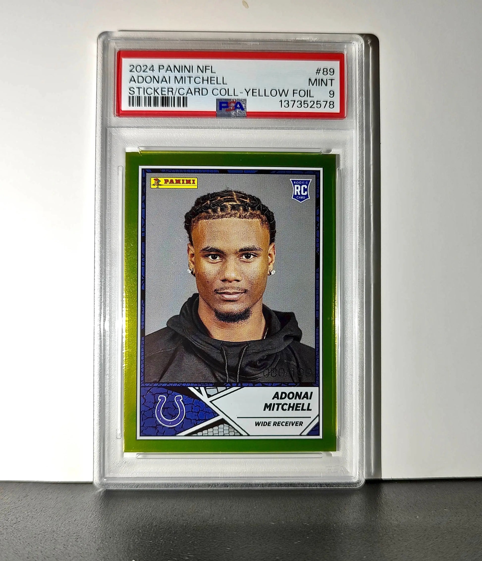 Adonai Mitchell 2024 Panini Sticker Collection 080/199 #89 Gold Foil PSA 9 Mint - Other