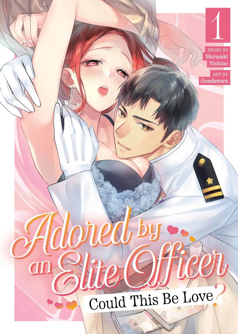 Manga cover Featuring an embracing couple from Adored By An Elite Officer Volume 1, childhood friend theme