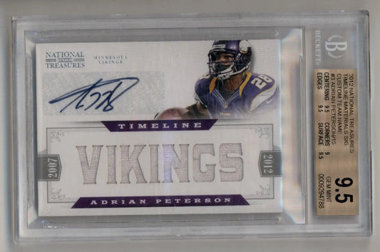 Adrian Peterson 2012 National Treasures Timeline Materials Signature Custom Team Name 07/15 BGS 9.5 Gem Mint - Football